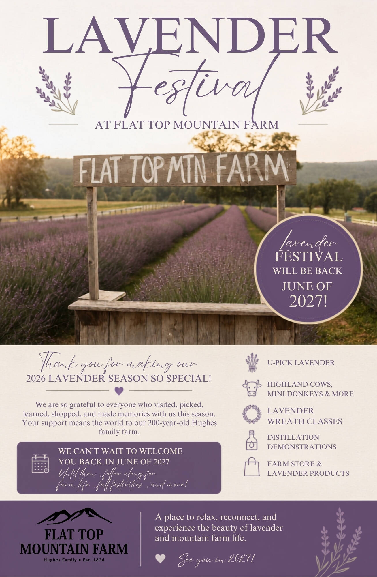 Lavender Festival | U Pick Lavender | Flat Top Mountain Farm